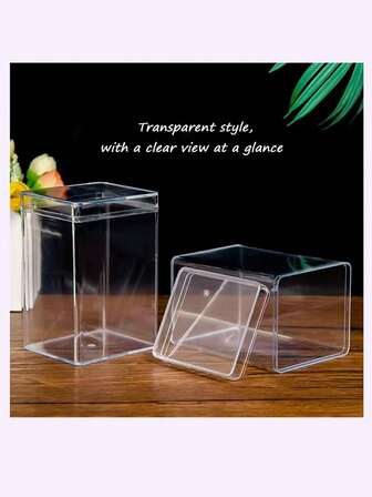 1个多功能亚克力透明收纳展示盒，可收纳针织品、小型毛绒玩具、卡片、笔、办公用品、学习用品，也可用于跳蚤市场，干净透明，可用贴纸装饰，自由DIY。