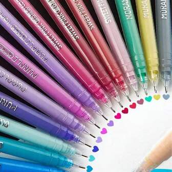 8支/套 蓝色水果主题圆珠笔，0.5mm大容量彩色笔，适用于学生、日记、动漫素描，速干