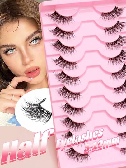 1/7/10 pares de pestañas postizas de media cara de mink natural, esponjosas, suaves y dramáticas en 3D, pestañas finas y negras, pestañas postizas multicapa, productos de maquillaje para fiestas de boda, clubes, trabajo diario, citas, vacaciones, bodas, estudios de estudiantes, escenarios, pestañas cómodas coreanas, alas finas y realistas, cosplay diario duradero, reutilizables, herramientas de maquillaje y belleza de moda y populares