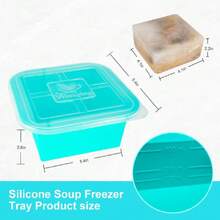 Silicone Freezer Tray With Lid 2 Pack Silicone Freezer Molds Ice Cube Tray Makes 2 Perfect 2 Cup Portions  Meal Prep Containers- Oven & Dishwasher ,28245513 - 巧克力棕 - 查看 6
