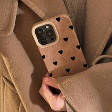Nueva funda de teléfono de cuerpo completo antideslizante, a prueba de golpes y elegante - Una funda de teléfono de silicona y gamuza con patrón de corazón minimalista y elegante para iPhone 14 Pro Max, para iPhone 16 Pro Max, para iPhone 15 Pro Max, para iPhone 13 Pro Max, para iPhone 12 Pro Max, para iPhone 11 Pro Max/Xs Max/Xr/16E hecha de alta calidad ¡Consigue una funda de teléfono atractiva! - 1 pieza - Ver 2