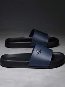 Men's Athletic Slides, Thick EVA Sole, Lightweight Casual Home & Outdoor Wear Slides, Summer Slippers For Outdoor, Beach & Casual - Blue - View 8