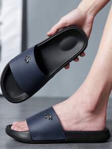 Men's Athletic Slides, Thick EVA Sole, Lightweight Casual Home & Outdoor Wear Slides, Summer Slippers For Outdoor, Beach & Casual - Blue - View 10