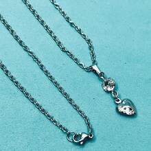 Women's Set: Earrings, Necklace, Cubic Zirconia, Crystal, And Heart, Stainless Steel Costume Jewelry - 銀色 - 查看 7