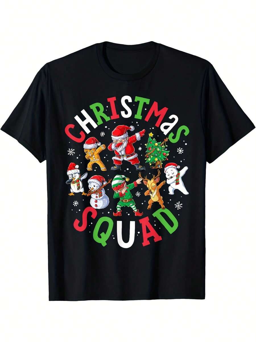 Suéter para Hombre con Diseño de Elfo y Muppet - Estilo de Pijamas Familiares a Juego, Camiseta de Algodón de Cuello Redondo Talla Grande, Ropa de Fiesta para Fin de Semana, Casual y Disfraz de Grupo (Rojo/Verde/Blanco) - Regalo Perfecto para Fiestas de Baile - Negro - Ver 1