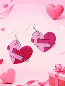 Romantic Acrylic Earrings With Sweet Party Text, Suitable For Valentine's Day - Multicolor - View 4