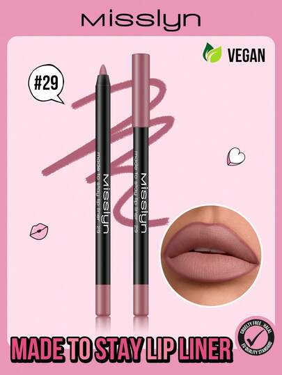 Misslyn Made To Stay Lip Liner, Longwear Rich Lip Colors, Sharpenable Gel Lip Pencil,Smooth Application, Natural Finish, Can Be Shaped With A Pencil Sharpener, Highly Pigmented Natural Lip Makeup