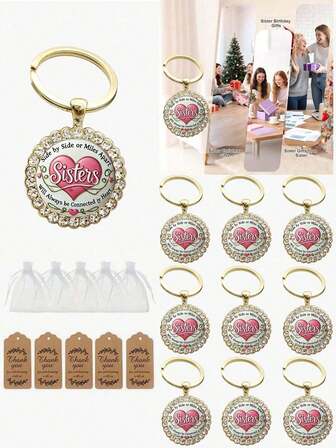 Porte-clés sœur - C'est la façon de Dieu de s'assurer que nous ne marchions jamais seuls. Bijoux, cadeaux de Noël et d'anniversaire pour les sœurs, cartes de remerciement avec sacs en organza, cadeaux de mariage et de demoiselle d'honneur pour les invités, fournitures pour la fête de mariage