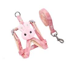 Correa Pechera Tela Ajustable Diseño Conejo Mascota Pequeñas - Rosa - Ver 1