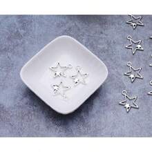 30 Pcs Double Stars Charms Metal Gold 1 X 0.87 Inch Large Pendants Connectors Kits Accessories Jewelry Making Kit Earring Keychain Crafting Project Finding Supplies - Silver - View 6