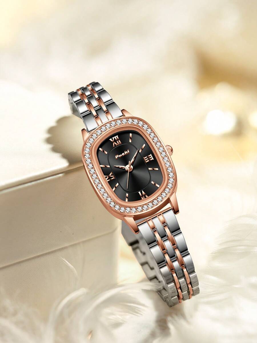 1pc Women's Quartz Watch, Oval Dial Elegant Compact Fashion Accessory