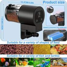 1 pieza Alimentador automático inteligente con temporizador negro para acuario, compatible con varios tipos de alimento, funciona con pilas (AA no incluidas), sin pilas, de material PVC, para anfibios, reptiles y peces pequeños, sistema de alimentación para acuario, diseño elegante, construcción duradera, accesorios para reptiles, accesorios para tortugas, accesorios para terrarios/vivarios, accesorios para tortugas, accesorios para recintos de reptiles, accesorios para lagartos - Multicolor - Ver 4