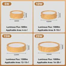 2026 LED Recessed Light, Wooden Ceiling Light, 3-Color Dimmable, Indoor Decorative Flush Mount Downlight, Recessed Lamp, 85-265V, Suitable For Home Ceiling/Living Room/Hallway/Room/Foyer/Kitchen/Bedroom/Wall/Exhibition Hall/Dining Room/Store/Bar/Balcony/Clothing Store/Entrance - Surface Mounted Downlight - View 5
