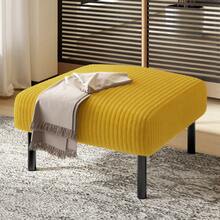 Premium Cord Fabric Stool With Metal Frame - Super Soft Velour Cover For Maximum Comfort - Versatile As A Footrest, Seat Stool, Or Side Table - Quick And Tool-Free Assembly - Yellow + Cord + Foam+1 Seat - View 1