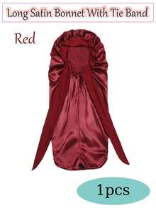 nunify Gorro de dormir de satén y seda larga, gorro de dormir para mujeres, gorro de dormir de seda con cordón, adecuado para trenzas y cabello rizado, gorro de dormir de satén de talla grande con cordón elástico