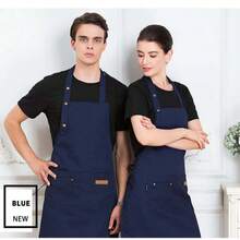 Unisex Apron With Adjustable Halter, Large Pocket, Suitable For Bubble Tea Shop, Cafe, Restaurant, Outdoor BBQ, Cooking Kitchen Chef Bib Apron, Waterproof