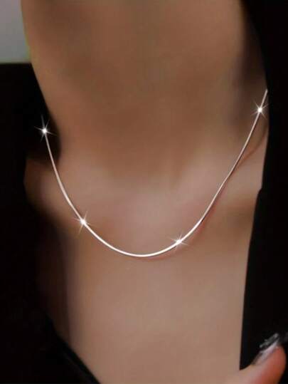 1条低过敏性蛇骨链项链，简约锁骨链，情侣饰品，送女友的礼物，适合日常佩戴，婚礼，海滩，感恩节，圣诞节