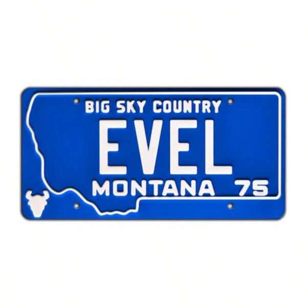 EVEL Metal Stamped License Plate