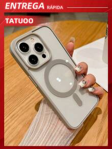 1 Piece Magnetic Wireless Charging Case, Clear Acrylic Hard Case, Compatible With IPhone 15pro Max/14/13/12/11 - Grey - View 4