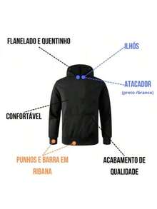 Paris Flamengo Fleece Sweatshirt For Men And Women With Pocket And Hood, Flannel Lined, Winter - 黑色 - 查看 2