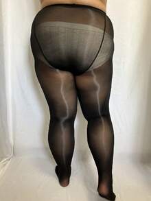 1 Pair Plus Size Nude Shaping Pantyhose (XS-5XL) - Skin-Tight Transparent Pantyhose, Slimming And Lifting - màu đen - Xem 5