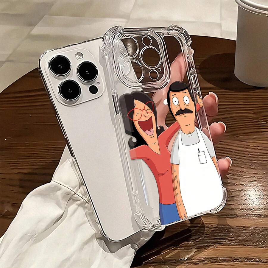 Funda para teléfono con diseño de pareja feliz de dibujos animados y protección contra caídas. Presenta personajes vibrantes de la serie animada, ideal para Samsung, 17, 16 Pro Max, 15 Pro Max, 13 y 12. Fabricada en TPU para mayor durabilidad y estilo. Un regalo perfecto para familiares, amigos y ocasiones especiales. - transparente - Ver 1
