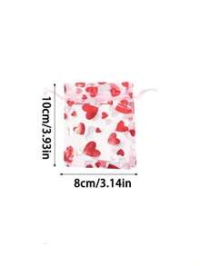 100/50/20/10/5pcs Red Heart Organza Gift Bags, Drawstring Gift Bags, Valentine's Day Gift Packaging Bags, Wedding Candy Cookie Packaging Bags, Holiday Party & Themed Event Gift Decoration Bags, Anniversary Dinner Table Decor, Wedding Guest Favor Bags, Suitable For Holidays, Home Decor, Baking, Gift Packaging - Multicolor - View 12