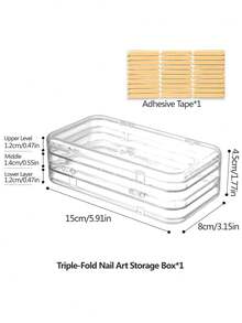3-Layer Transparent Plastic Nail Art Storage Box, Suitable For Organizing DIY Crafts, Jewelry And Small Items. This Nail Art Storage Box Is Transparent, With A Safety Clasp, And Comes With A Rubber Strip.