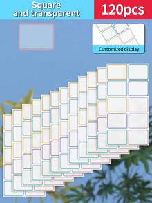 Customized 30/60/120/240/360/480pcs Transparent Waterproof Name Labels - White/Clear/Holographic/Rainbow Customized Stickers, Various Sizes Of Labels, Customizable Text,Office Decor