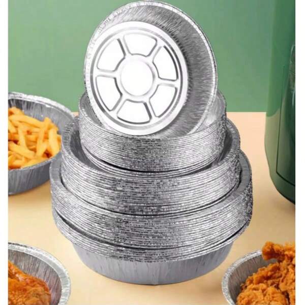 Round Aluminum Foil Pans - 6/7/8/9Inch | Air Fryer Compatible | Thickened, Disposable Baking Trays For Home, Outdoor & Party Use