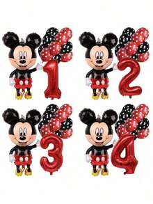 12pcs  Themed 3D Aluminum Foil Balloons, Birthday Party Home Decoration Latex Balloon Set - Multicolor - View 3