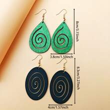 Boho-Chic 4 Pairs/6 Pairs/7 Pairs Wooden Earrings Set - Colorful Snail & Water Drop Designs, Lightweight For Everyday & Beach Wear - Multicolor - View 6