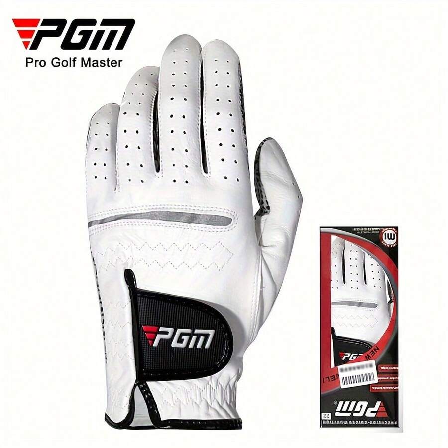 PGM ST001 Men's Left Hand Golf Gloves With Anti-Slip Sheepskin Grip, Breathable Ventilation Holes & Wrist Closure - Ergonomic Design For Secure Fit & Enhanced Swing Stability - Left Hand - View 1