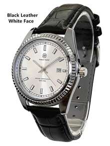 Pablo Raez 1pc Classic Men's Watch Stainless Steel Original Charming Brand New Man Wristwatch Male Luxury 50M Water Resistant Clocks Glow In The Dark Calendar Display Men's Black Microfiber Leather Soft & Breathable Casual Fashion Quartz Watch Silver Color Jewelry Non Tarnish Luminous Scale & Hands Black High Level Business Wristwatches For Daliy Use Gift For Father Or Male Friend Graduation Wedding Presents - 銀色 - 查看 14