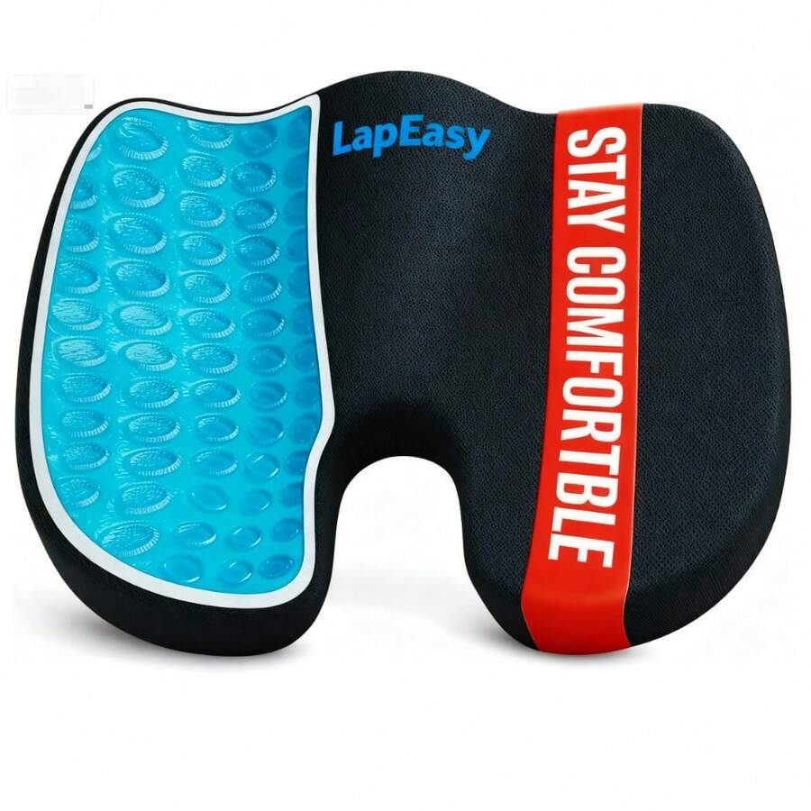 LapEasy Seat Cushion For Office Chairs, Car, Wheelchair, Extra Large Desk Chair Cushion For Back Pain Tailbone Pain Relief, Cooling Gel Enhanced Memory Foam Office Chair Seat Cushion For Long Sitting - 黑色 - 查看 1