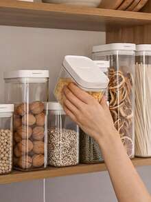 1件/套密封食品储物盒 - 塑料材质，适用于存放谷物、意面、豆类、零食和干货，带防漏盖 - 必备厨房储物盒 - 多种尺寸可选，可用于餐饮、备餐、家居装饰和厨房配件 - 彩色 - 查看 9