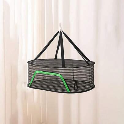 1pcs Foldable Mosquito-Proof Laundry Basket With Zippered Mesh Cover - Lightweight Portable Multi-Purpose Outdoor Storage Bag, Durable Fabric Rectangular Design For Camping, Fishing, Patio & Garden Use, Breathable Netting, Laundry Baskets