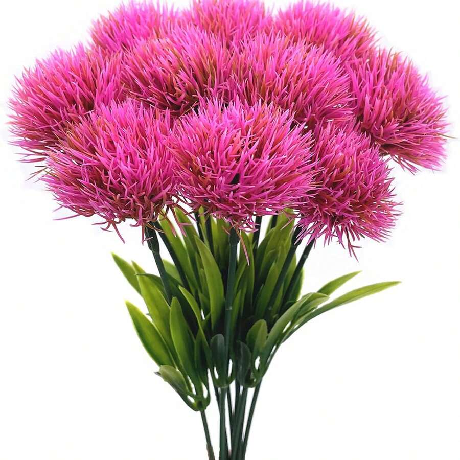 5/20/400入 人造植物塑膠蒲公英絲綢假花,適合秋季裝飾、婚禮花瓶、居家餐廳臥室佈置、節日生日派對用品、戶外花園裝飾 - 玫紅色 - 查看 1