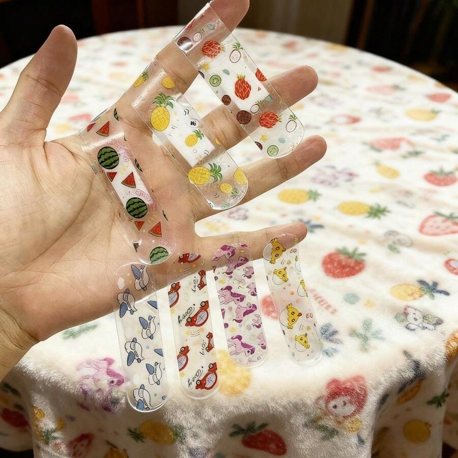 30~120pcs Band Aids With Different Cartoon Patterns, Transparent Bandage, First Aid Dressing, Gypsum, Essential Items For Home, Travel, Camping, Picnics, Rock Climbing, And Exploration,Band-Aids, Disposable Bandage(Easy To Associate Vocabulary: Advanced Repair Adhesive Bandages | Skin-Friendly & Waterproof Wound Protection - Multicolor - View 1