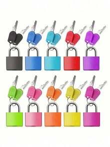 Padlock Small Padlock With Key For Luggage Lock, Outdoor Camping Tour Key Lock,Bicycle Lock, Backpack, Gym Locker Lock, Suitcase Lock, Copper Core Padlock,Classroom Matching Game And More - Multicolor - View 1