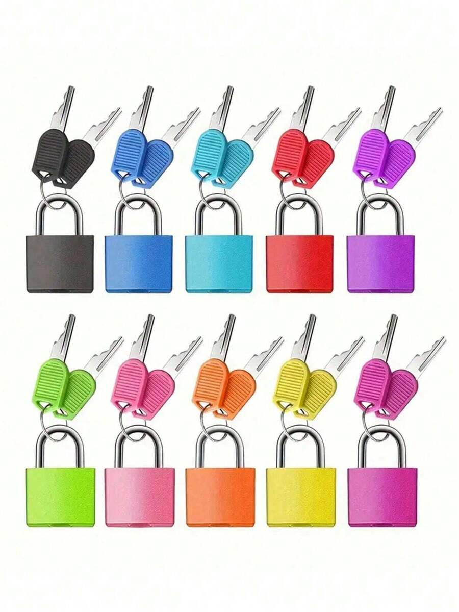 Padlock Small Padlock With Key For Luggage Lock, Outdoor Camping Tour Key Lock,Bicycle Lock, Backpack, Gym Locker Lock, Suitcase Lock, Copper Core Padlock,Classroom Matching Game And More - Multicolor - View 1