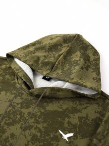 2 件套男士扎染水洗连帽运动衫和抽绳慢跑裤，鹰印花图案，带抽绳和口袋的连帽运动衫，腰带带抽绳，适合街头时尚、慢跑、通勤、旅行、户外，是春秋冬季送给丈夫或男朋友的理想礼物