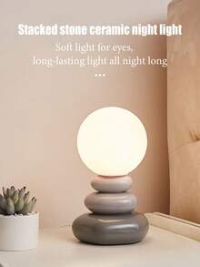 1个陶瓷叠石灯，USB供电，内置LED灯带，带三色调光按钮，可拆卸月牙形灯罩。适用于咖啡馆、餐厅、酒店床头柜和卧室装饰，是营造万圣节和圣诞节氛围的理想之选，也是馈赠朋友/情侣的绝佳礼物。 - 彩色 - 查看 11