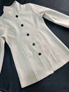 Grey Woolen Coat With A Collar Design That Exudes High-End Warmth And Versatility, Suitable For Both Work And Leisure Scenes In Autumn And Winter, Creating An Elegant And Versatile Must-Have Jacket - 杏色 - 查看 2