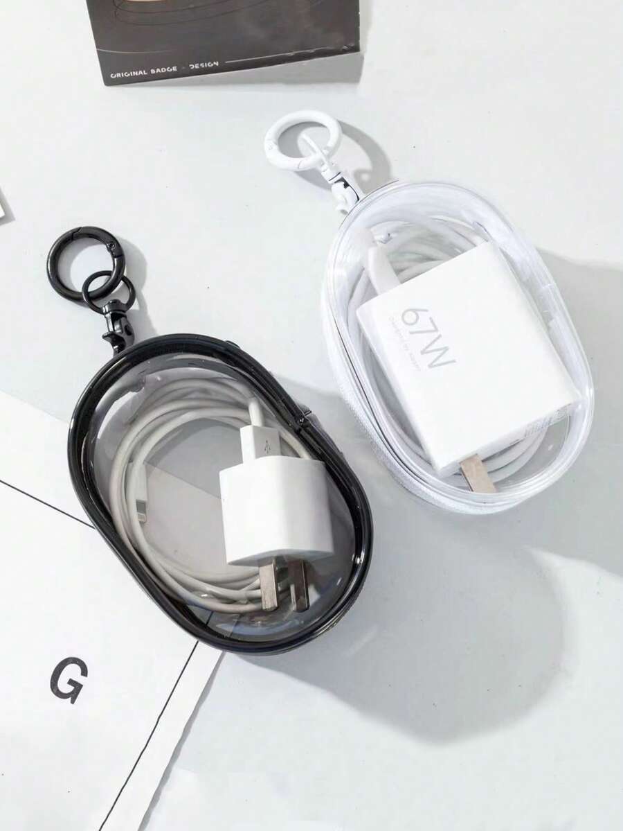 1pc Multifunctional Organizer Bag, Cute Cartoon Travel Portable Transparent Cable Storage Pouch - Multicolor - View 1