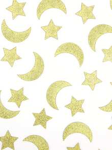 100 piezas Confeti de estrellas y lunas doradas de Ramadán - Decoración festiva para celebraciones de Ramadán, reuniones familiares musulmanas y decoración del hogar - Suministros para fiestas islámicas con brillo - Multicolor - Ver 3