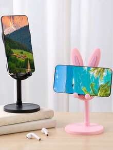 1pc Cute Adjustable Rabbit Shaped Phone Stand, Perfect Desk Decor & Student Companion For Slouchy Time