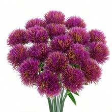 5/20/400件人造植物塑膠蒲公英絲綢仿真花，適用於秋季裝飾、婚禮花瓶、居家餐廳臥室佈置、節日生日派對用品、戶外花園裝飾 - 紫色 - 查看 6