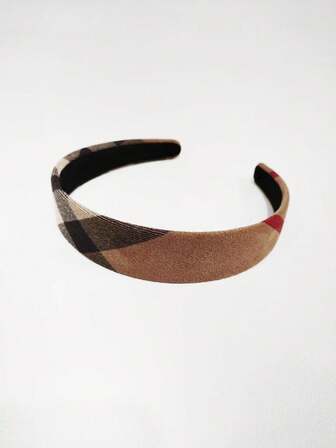  Exclusive Fabric, New Large Plaid Headband, Fashion Classic, Street-Style Popular Hair Accessory, Minimalist Versatile, Suitable For Students And Women, Hair Band, Hair Hoop