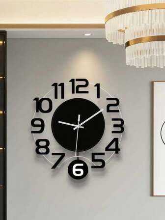 1pc Modern Transparent Round Silent Swinging Wall Clock, Battery Powered, No Ticking Sound, Suitable For Living Room, Office, Bedroom, Home Decor (Battery Not Included), Home Decor, Room Decor Gift, Birthday Graduation Clock, Bedroom Decor, Dorm Decor, Back To School Decor